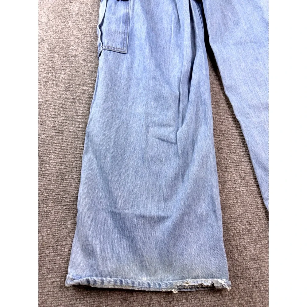 Y2K Hollister Low-Rise‎ Baggy Cargo Jeans Light Wash Blue W29 Short 8S 355D3429